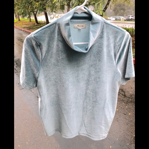 Madewell Velvet Mockneck Size M Sea Green NWOT - Picture 3 of 4
